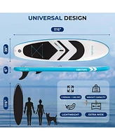 Free-Flow Welded Inflatable Stand-Up Paddle-Board with Double-Action Hand Pump, 3-Shaft Aluminum Paddle, Leash, Fin, Repair Kit and Backpack (Black)