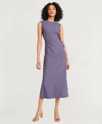 Luxely Women's Crepe Sleeveless Midi Sheath Dress