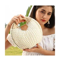 Women's The The Straw-Orb Hand Bag Hand Bag - Off-White