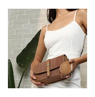 Women's The Ribbed-Structured Sling Bag With Pouch - Peanut Brown