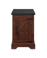 Casainc Rectangular Farmhouse Cabinet Table with Barn Door and Adjustable Storage Shelf