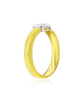 Suzy Levian New York Golden Helix Sterling Silver Cubic Zirconia Square Coil Ring
