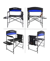 KingCamp Compact Camping Folding Chair with Side Table and Storage Pocket, Blue