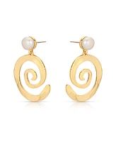 Ettika Aura Swirl Mother of Pearl Drop Earrings