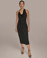 Donna Karan New York Women's Jersey Asymmetrical Cowl-Neck Hardware Dress