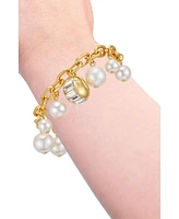 Vince Camuto Cultivated Pearl Crystal Charm Bracelet