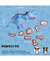 Nocciola 9 in 1 Dinosaur Plush Dog Toys, Christmas gift,Funny Stuffed Dino Puzzle Toy with 8 Fossil-Shaped Squeaky and Crinkle Toys