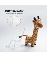 Nocciola Twistable Giraffe Stuffedless Dog Toy for Small Medium Breed, Christmas gift,Plush Chew Toy with Crinkle Paper and Soft Fabric