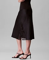 Calvin Klein Women's Lace-Trim Satin Midi Skirt