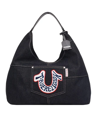 True Religion Retro Logo Denim Hobo Bag
