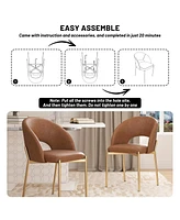 Pu Dining Side Chair with Metal Legs (Set of 2)