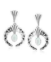 American West Jewelry Sterling Silver Mother of Pearl Fritz Casuse Oval Gemstone Naja Earrings