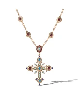 Jessica Simpson Gold-Tone Crystal Cross Pendant Necklace