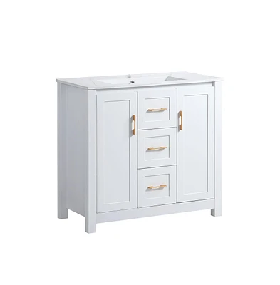 Casainc 36" Bathroom Vanity with Sink, 2 Soft-Close Doors & Drawers, Functional Storage Solution
