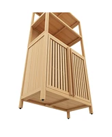 Casainc Freestanding Bamboo Storage Cabinet with 2 Doors, Versatile Floor Organizer for Bathroom, Kitchen, Living Room