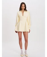 Miss Circle Women's Obelia Off White Long Sleeve Polo Mini Dress