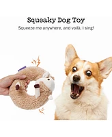 Fuzzwoof Alpaca Squeaky Plush Circle Dog Toy, Ultra-soft Fur with Built-in Ring Squeaker, Interactive Pet Toy for All Breeds Sizes.