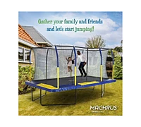 Plexalife 9' X 15' Gymnastics Style, Rectangular Trampoline Set with Premium Top-Ring Enclosure System - Blue/Yellow