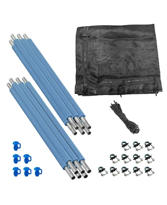 Plexalife 15 Ft Trampoline Safety Enclosure Set including Net, 6 Poles (with 6 pole caps) Trampoline Pole Foam Sleeves, Installs Inside the Frame