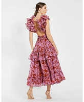 Mac Duggal Women's Ruffle Tiered Cut-Out Chiffon Dress