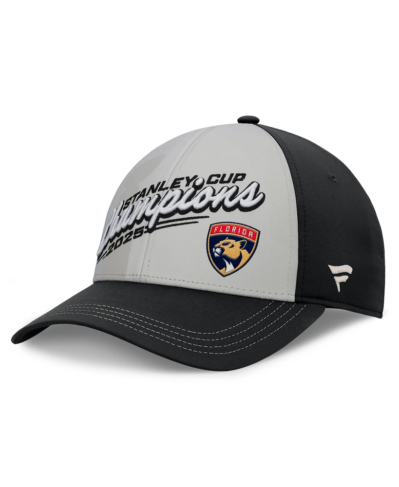 Fanatics Men's Gray/Black Florida Panthers 2025 Stanley Cup Champions Locker Room Adjustable Hat