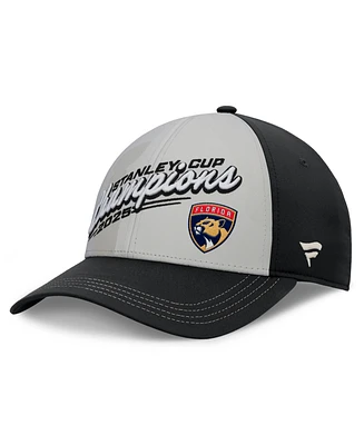 Fanatics Men's Gray/Black Florida Panthers 2025 Stanley Cup Champions Locker Room Adjustable Hat