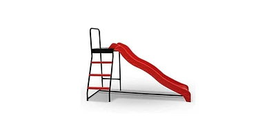 Plexalife Trampoline Step N Slide|Kids Outdoor Step Ladder and Wave Slide Set Fits Standard Round or Rectangle Trampolines with Net or Without - Red