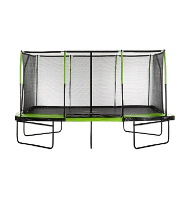 Plexalife - Mega 10' X 17' Gymnastics Style, Rectangular Trampoline Set with Premium Top-Ring Enclosure System - Green/Black