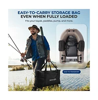 Inflatable Modular Fishing Kayak with Single-Action Hand Pump, Carry Bag, and Repair Kit