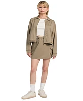 Guess Women's Carla Collared Zip-Front Cropped Jacket