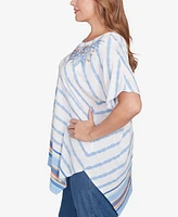 Ruby Rd. Plus Embellished Boho Stripe Top