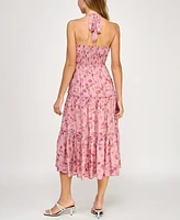 Trixxi Juniors' Printed Sleeveless Halter Midi Dress