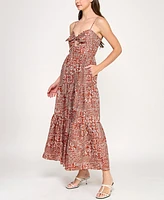 Trixxi Juniors' Printed Keyhole Sleeveless Maxi Dress
