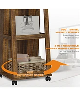 Vlsrka Led Jewelry Mirror Cabinet with Lights, Lock, and Rotating Function