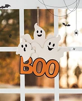 Glitzhome 14" Halloween Wooden Ghost Boo Door Hanger