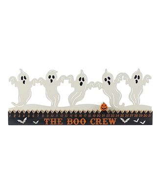 Glitzhome 7" Halloween Wooden Metal White Ghost Silhouette Countdown Table Sign