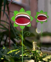 Glitzhome Halloween Metal Chomper Yard Stakes, Set of 3