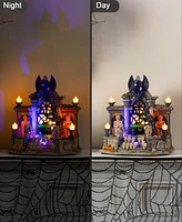 Glitzhome 9.75" Lighted Resin Halloween Haunted House Village