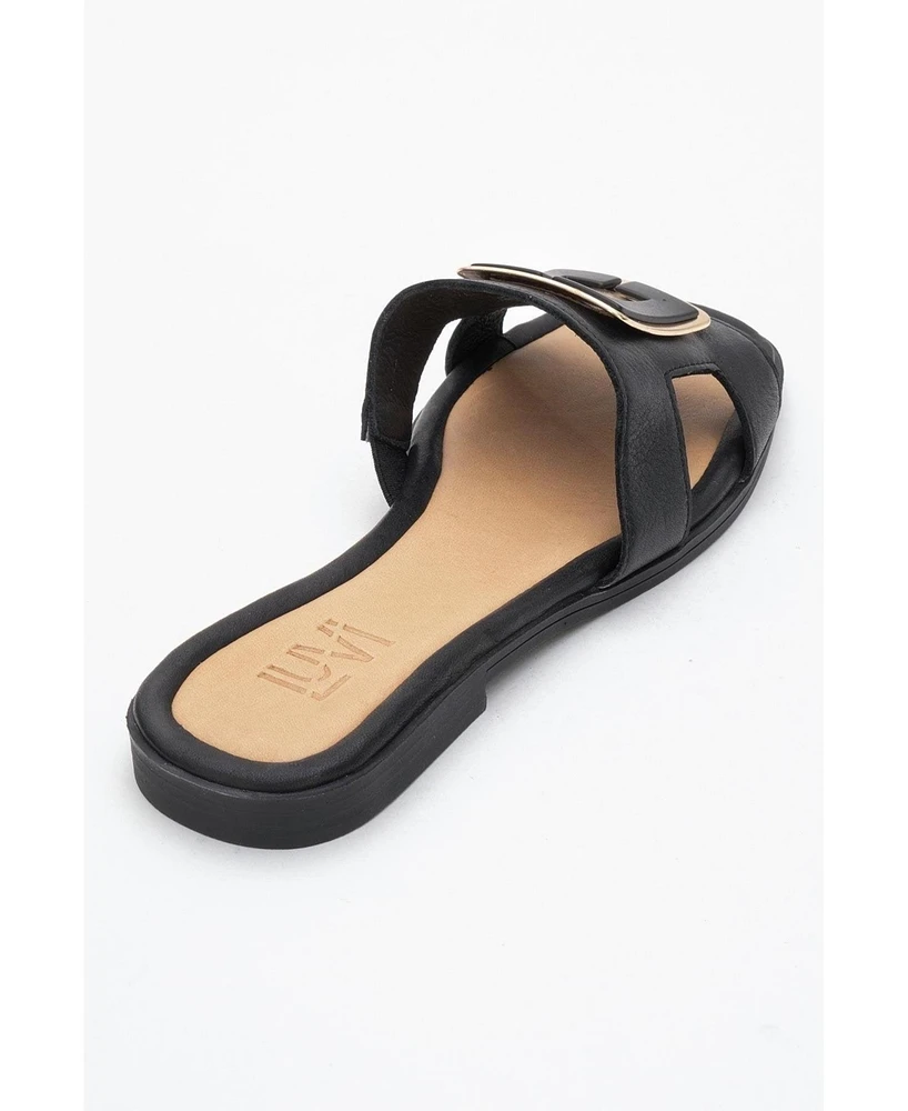 Millie Leather Buckle Slide (Women)