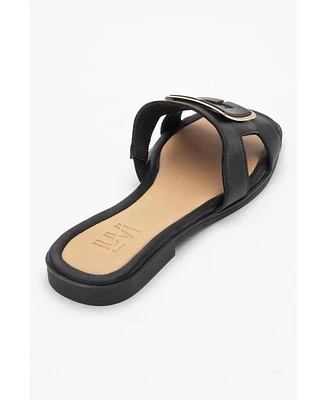 Millie Leather Buckle Slide (Women)