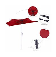 9 Feet Patio Bistro Half Round Umbrella without Weight Base