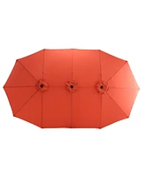 Flynama 14.8 Ft Double Sided Outdoor Umbrella Rectangular Large with Crank ( Orange )