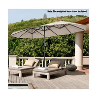 15 Feet Patio Double-Sided Umbrella with Hand-Crank System