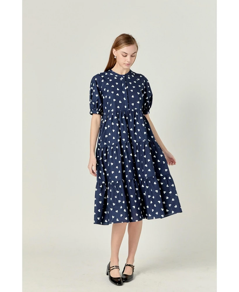 English Factory Women's Heart Printed Midi Dress