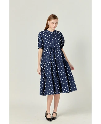 English Factory Women's Heart Printed Midi Dress