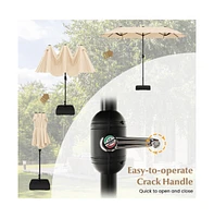 13 Feet Double-Sided Patio Twin Table Umbrella with Crank Handle