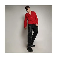 Campus Sutra Men's Crimson Red Slash Collar Shirt