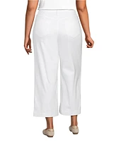 Lands' End Women's Plus Size Denim High Rise Wide Leg Crop Jeans