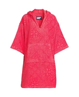 Lands' End Women's Terry 3/4 Sleeve Pullover Hooded Spa Robe