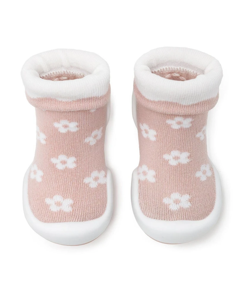 Komuello Baby Girls First Walk Sock Shoes Daisies